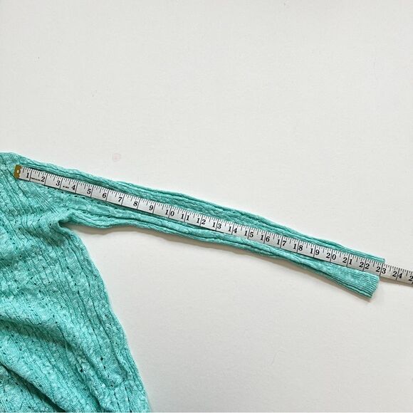 CYNTHIA ROWLEY Women Turquoise Loose Knit Linen Blend Crew Neck Sweater Size S - Picture 4 of 8